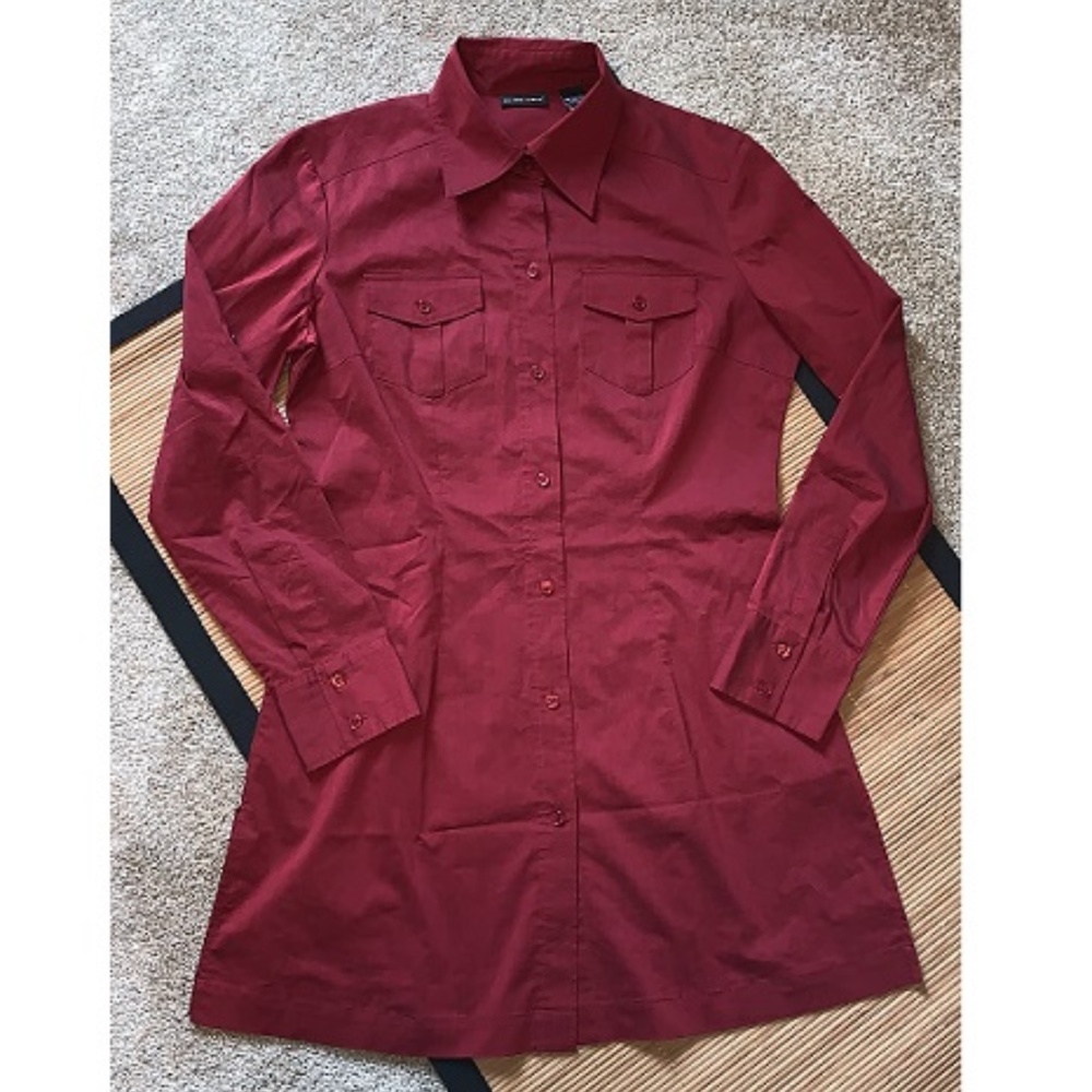 NYC Button Down Long Sleeve Blouse Tunic Length